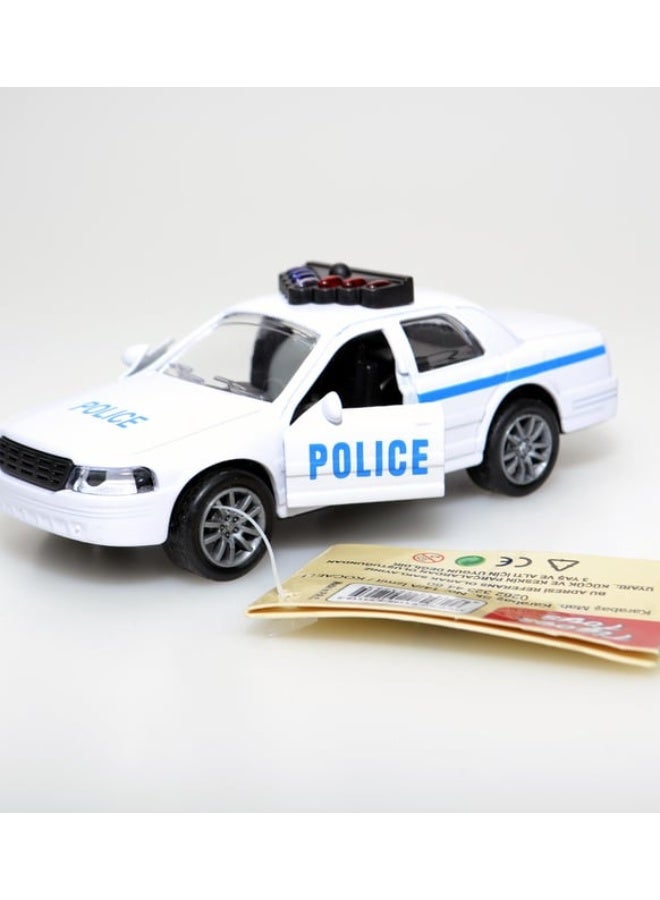 Die-Cast Police Car Toy – Pull Back Metal Car with Lights  Sound, Realistic Design for Kids  Collectors - Image 4